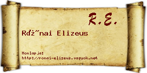 Rónai Elizeus névjegykártya